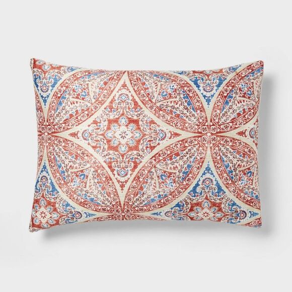 Open Box - No Brand - 5pc Queen Medallion Bedding Set Red/Blue Red/Blue - Picture 3 of 4